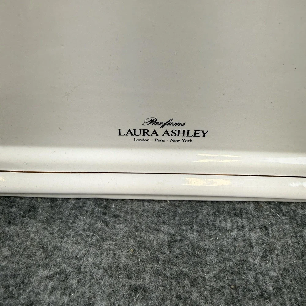 Vintage Laura Ashley Floral Mantel Clock White Ceramic Quartz Analog Table Decor